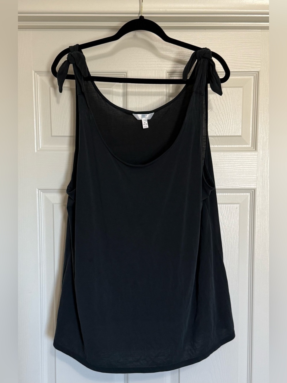 Time and Tru Matte Black Tie Shoulder Tank Top XL 16-18 Modal Soft Flowy